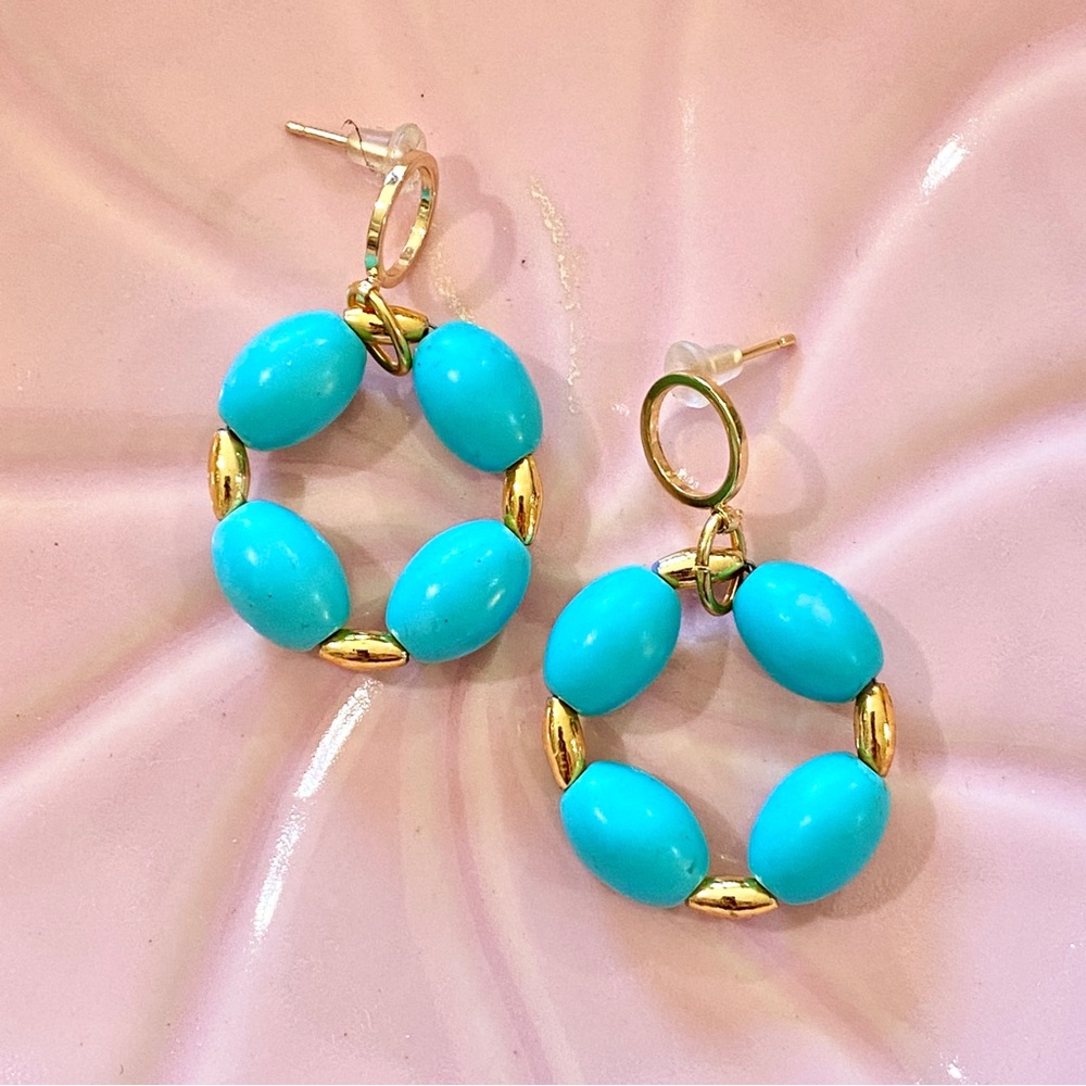 Turquoise Stone Earrings - Picture 3 of 14